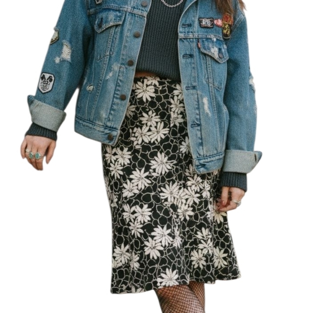 ​🖤🤍 Briggs New York Vintage Black & White Floral Mini Skirt